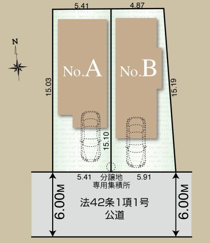 練馬区関町北4丁目 新築戸建て 西武新宿線「武蔵関」駅の区画図
