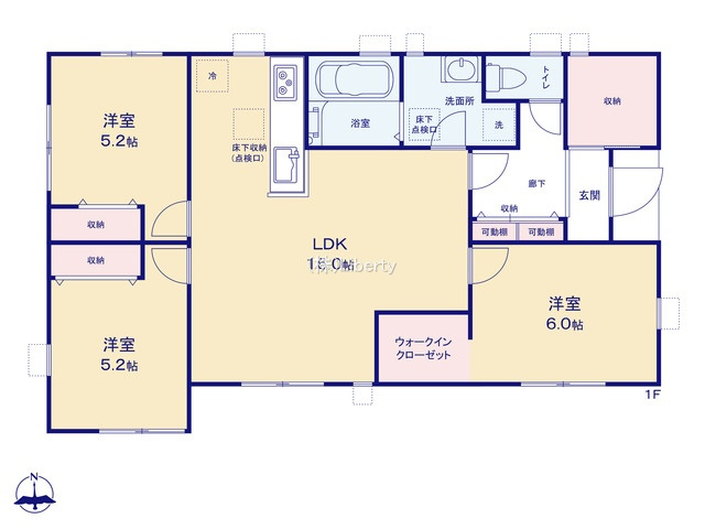 小美玉市羽刈第5　1号棟　新築戸建の間取り
