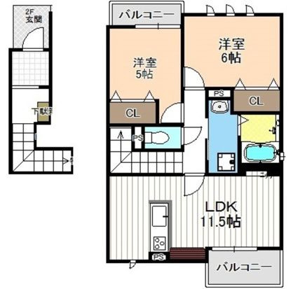 ディアコートＫⅥＮの間取り