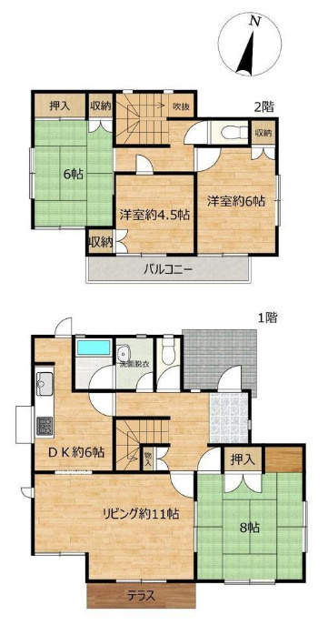 野田市三ツ堀　中古戸建　昭和58年築の間取り