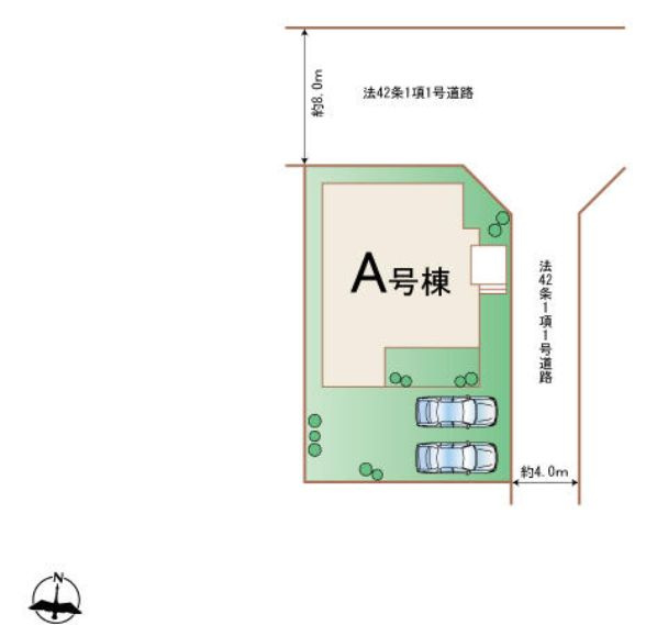 ハートフルタウン前橋市総社町2丁目7番　Ａ号棟の区画図|駐車場2台ご用意しています！増設で最大4台ＯＫ！
並列駐車なので、車の出し入れもしやすいですよ！