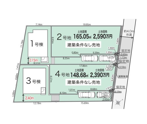 福岡市南区屋形原2丁目第1-4棟（2号棟）の区画図|配置図（2号棟）