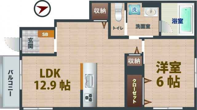 【間取り】 | リワード阿佐ヶ谷 | 1LDKのお部屋です。