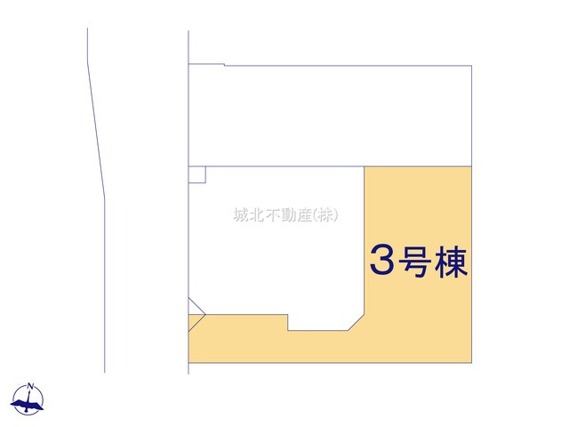 練馬区田柄2丁目 全3棟 3号棟の区画図|土地面積106.54㎡(土地面積に協定部分約0.5㎡、路地上部分約26.0㎡を含む)