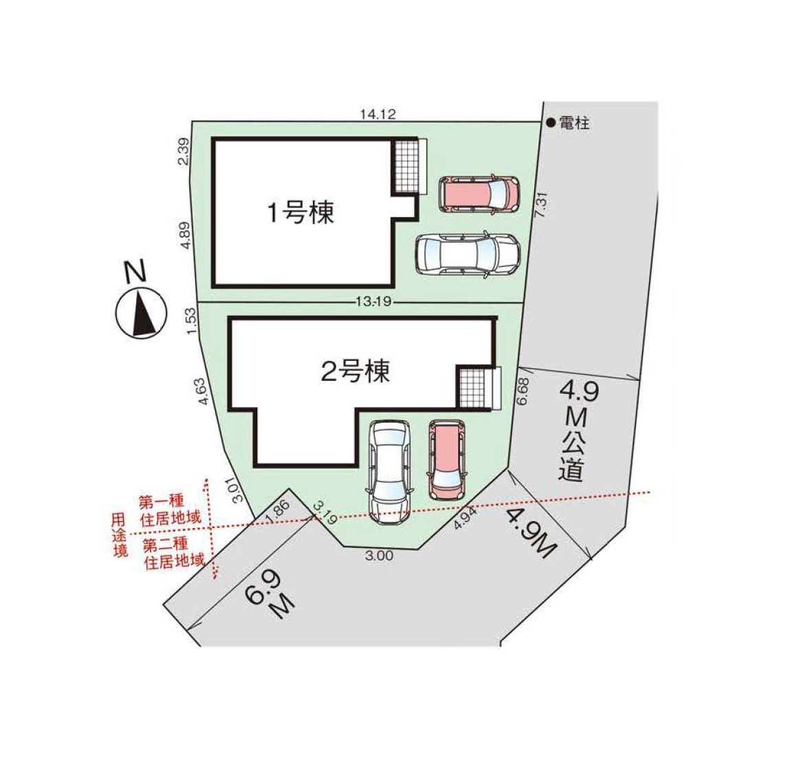 福岡市南区西長住3丁目第2-2棟（1号棟）の区画図|配置図（1号棟）