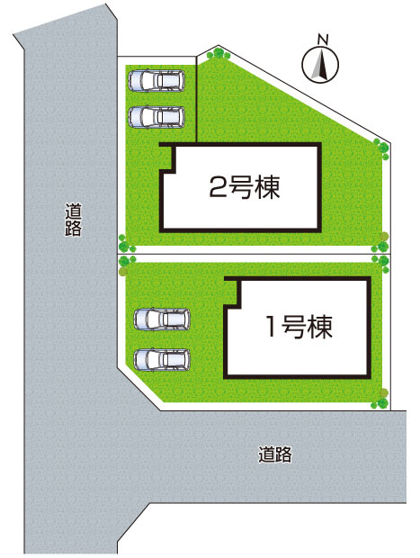 8(土)9(日)現地案内可能　香芝市磯壁の区画図|全２区画