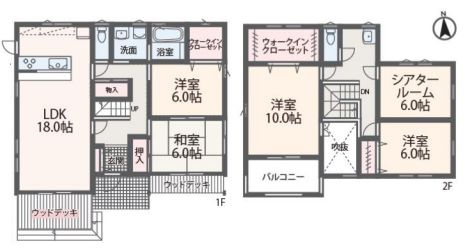 小山市犬塚の間取り|シアタールーム付きの広々としたお家です