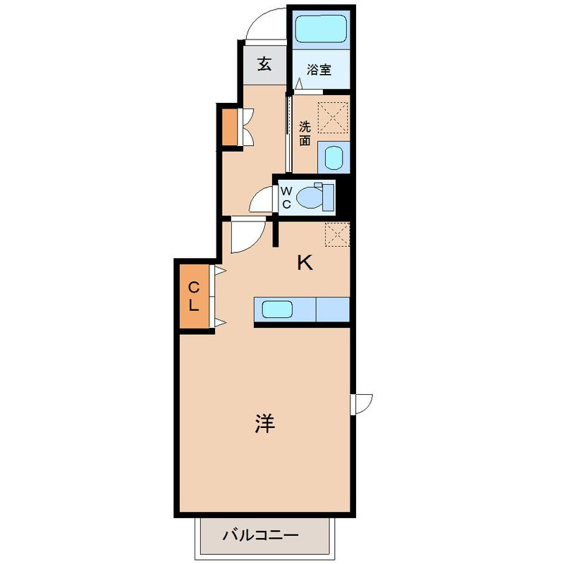 サンフラワーB棟の間取り|１Kの間取りです