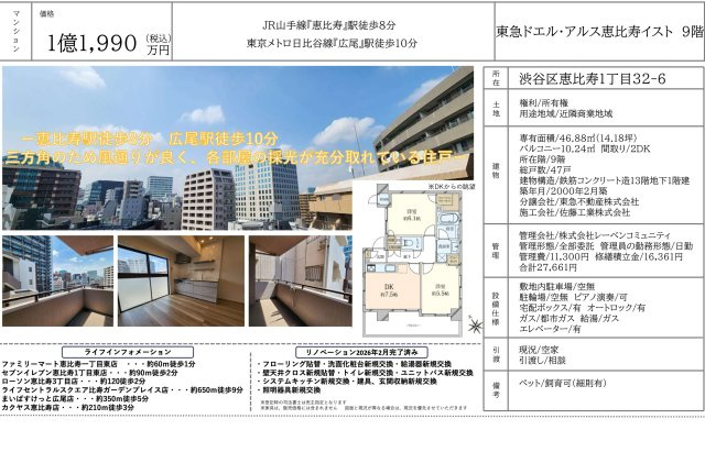 【その他】 | 東急ドエル・アルス恵比寿イスト　仲介手数料無料＋60万円現金プレゼント中