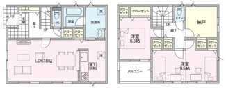 【間取り】 | 新潟市西区寺尾台 第2  2号 | 3 LDKの間取り、駐車スペース3台可です('ω')ノ