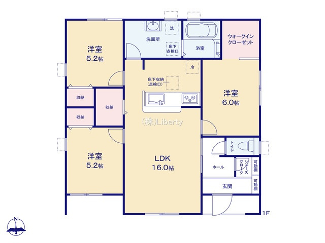 小美玉市羽刈第5　3号棟　新築戸建の間取り
