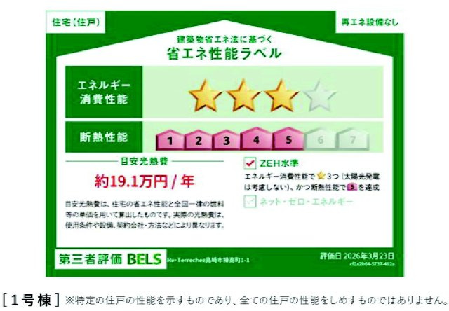 テラシエ高崎市棟高町町1期　2号棟　新築住宅の省エネ性能ラベル