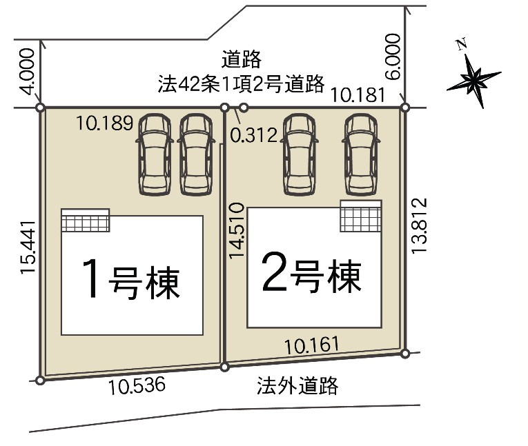 【Cradle garden】宇都宮市宮の内 第4 全2棟の区画図|〇全２邸〇