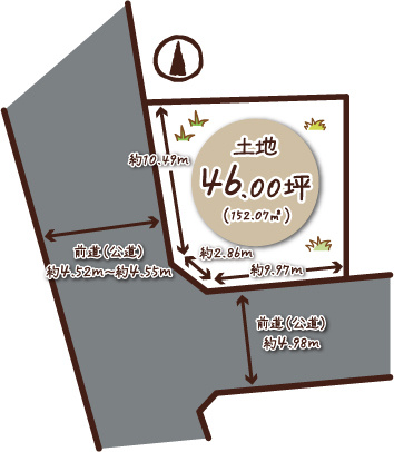上桂三ノ宮町の土地図|お土地ゆったり２６坪！