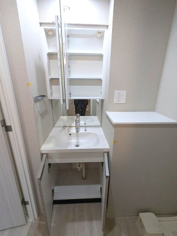 Urbanex千代田淡路町の設備|トイレと独立したハンドシャワー付2面鏡付洗面台です