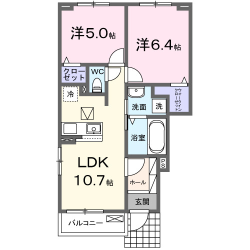 【間取り】 | ヴィラ・マウントワン長尾Ｂ