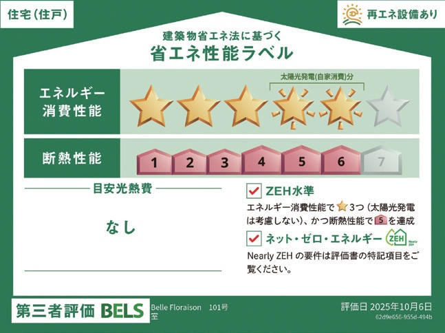 （シニア限定）Belle　Floraison／ベル・フロレゾンの省エネ性能ラベル