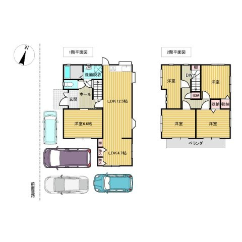 「4台駐車可」高知市潮見台1丁目　中古一戸建ての間取り|ゆとりある間取り☆4台駐車可能！2世帯にもおすすめ☆