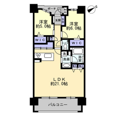熊本市中央区水道町の賃貸マンションの間取り