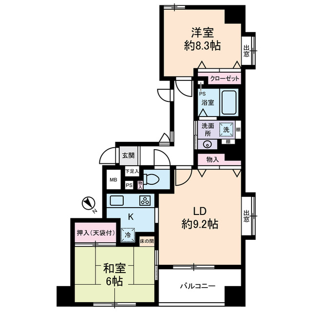 セザールリバーサイド中洲の間取り