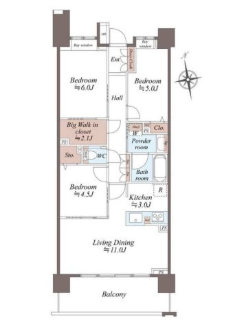 【間取り】 | クレストプライムレジデンス　アベニュー弐番館