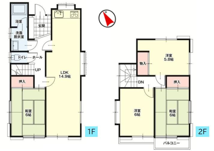 古河市大山２期　中古一戸建ての間取り|LDK横の和室は居室や客間として使用も出来ます♪