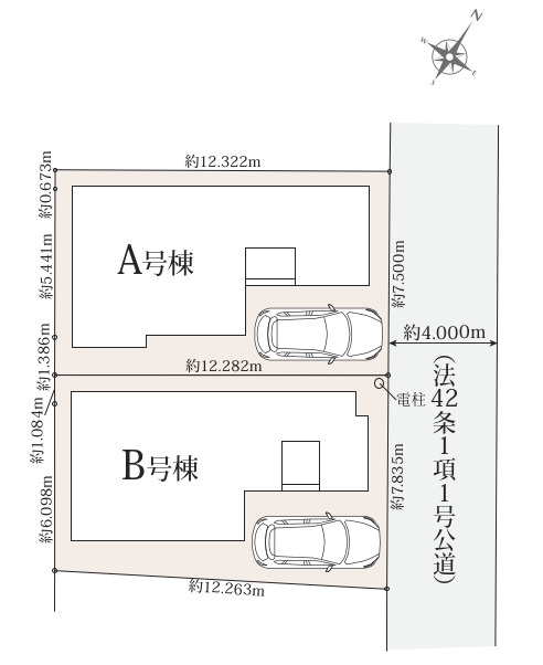 新築／ふじみ野市上福岡4丁目の区画図|駐車スペースあり（車種による）