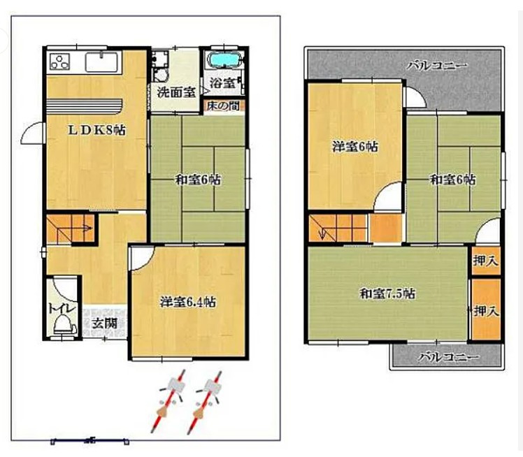 藤井寺市惣社２丁目の中古一戸建の間取り