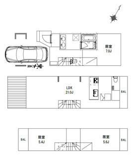 【参考プラン】 | 【現地見学会】北区上十条5丁目　建築条件なし売地　B区画 5990万円 | 参考建物面積：111㎡　参考建物価格：2600万円