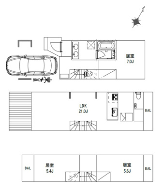 【参考プラン】 | 【現地見学会】北区上十条5丁目　建築条件なし売地　B区画 5990万円 | 参考建物面積：111㎡　参考建物価格：2600万円
