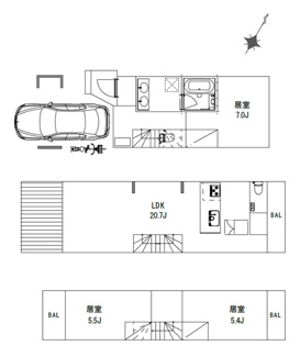 【参考プラン】 | 【現地見学会】北区上十条5丁目　建築条件なし売地　C区画 5990万円 | 参考建物面積：111㎡　参考建物価格：2600万円