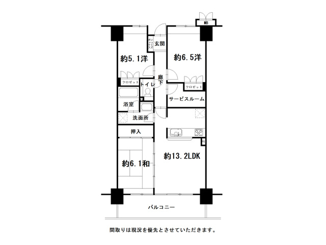 「車要らずの生活が可能」高知市桟橋通3丁目アルファステイツ桟橋通り3　中古マンションの間取り|生活動線に優れた、暮らしやすい間取り。