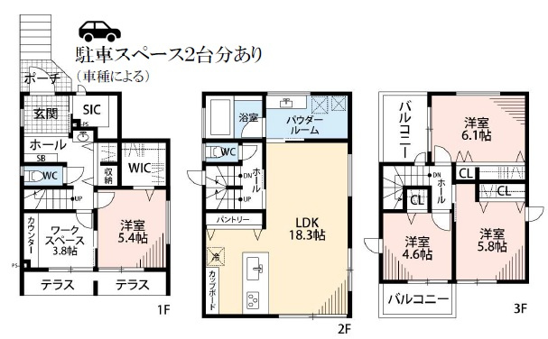 垂水区舞子台１丁目　新築戸建ての間取り