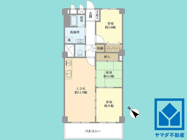 シーアイマンション高座の間取り|3LDK、専有面積63.98平米、バルコニー面積8.4平米、10階建て7階部分。耐震性・耐火性に優れたSRC造です。2026年6月下旬リフォーム完工予定。