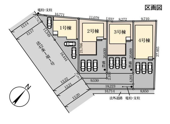 下妻市下妻丙　1号棟　新築戸建の区画図