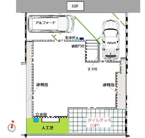 【横浜市港北区新吉田東6丁目40-7新築戸建て】★仲介手数料無料★（新吉田小学校・新田中学校）の地図|敷地約38坪超のゆとりある区画で、カースペースは2台駐車可能。広々としたお庭スペースや人工芝エリアを確保し、お子様の遊び場やガーデニングなど多彩な使い方が楽しめます。