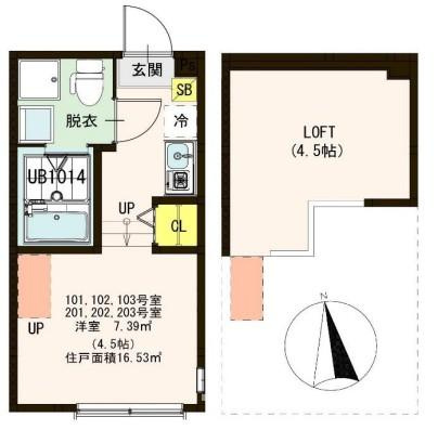 足立区弘道１丁目のアパートの間取り
