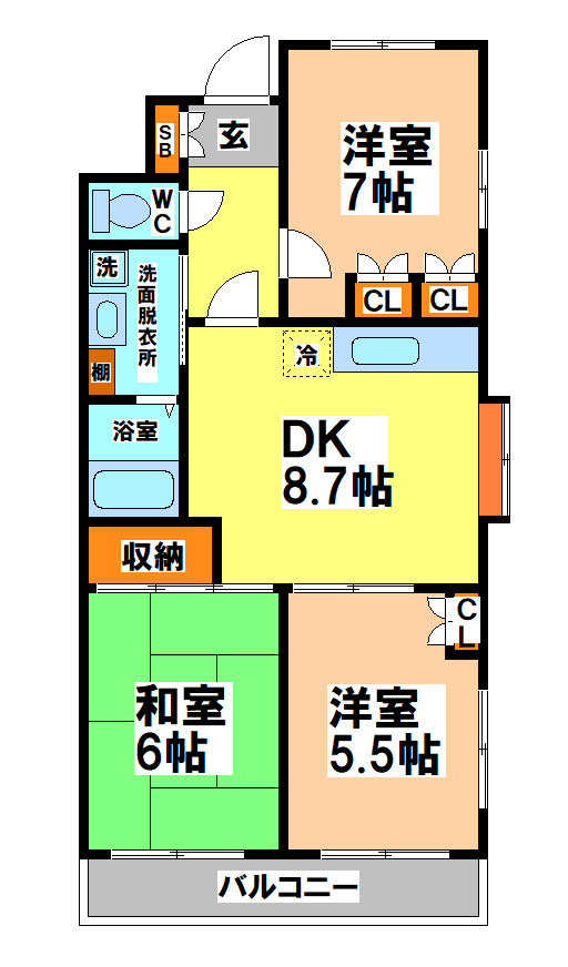 三鷹市井口３丁目の賃貸マンションの間取り