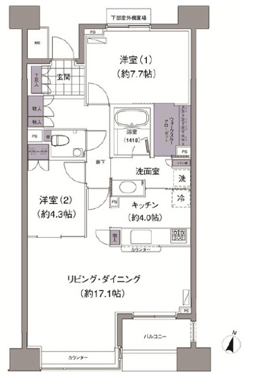 【間取り】 | アビティ目黒 | Bタイプ