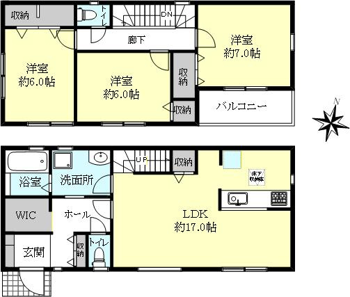 神戸市西区糀台1丁目新築戸建１号棟の間取り