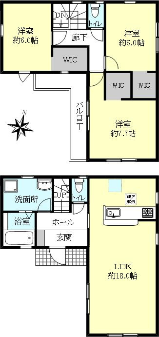 神戸市西区糀台1丁目新築戸建２号棟の間取り