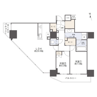 【間取り】 | リバーガーデンタワー上町台筆ヶ崎 | 【間取り】約29.8帖の開放的なLDK空間☆各居室5.0帖以上！