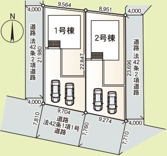 つくば市北条　第3　新築戸建て　1号棟の区画図|区画図です♪