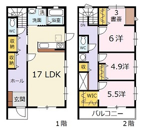 広島市安佐北区真亀５丁目のテラスの間取り