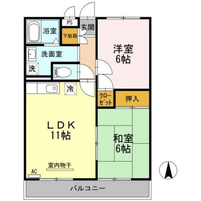 羽島郡岐南町徳田５丁目のアパートの間取り
