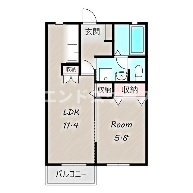 ツインバード　Ｂの間取り|高崎、前橋のお部屋探しはエンドスケープまで！お客様の理想お聞かせ下さい♪