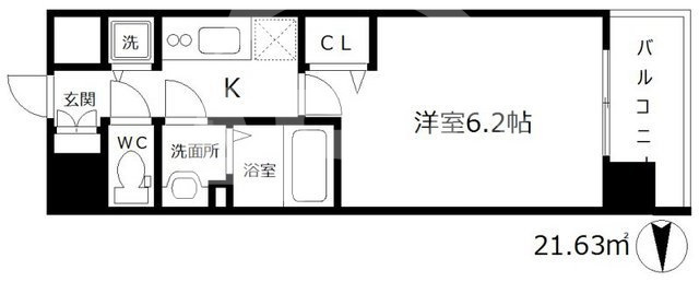 プレサンス南森町駅前の間取り|プレサンス南森町駅前　開放感のある間取り