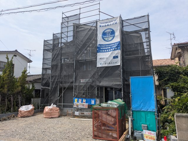 【いわき市小名浜大原　第5・1号棟】　＼ランドリールーム/パントリー有り♪／の前面道路含む現地写真|同施工◆外観の写真です◆　お洒落な新築は気分が上がりますね♪　