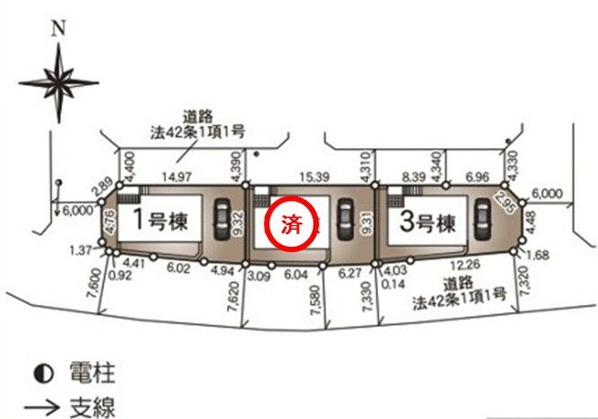 今から見たい大歓迎♪【平谷川瀬第2　全3棟／1号棟】　新築建売住宅　の区画図|全体区画図です。
