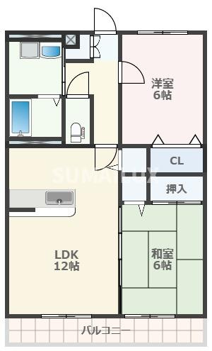 熊本市南区近見８丁目の賃貸マンションの間取り